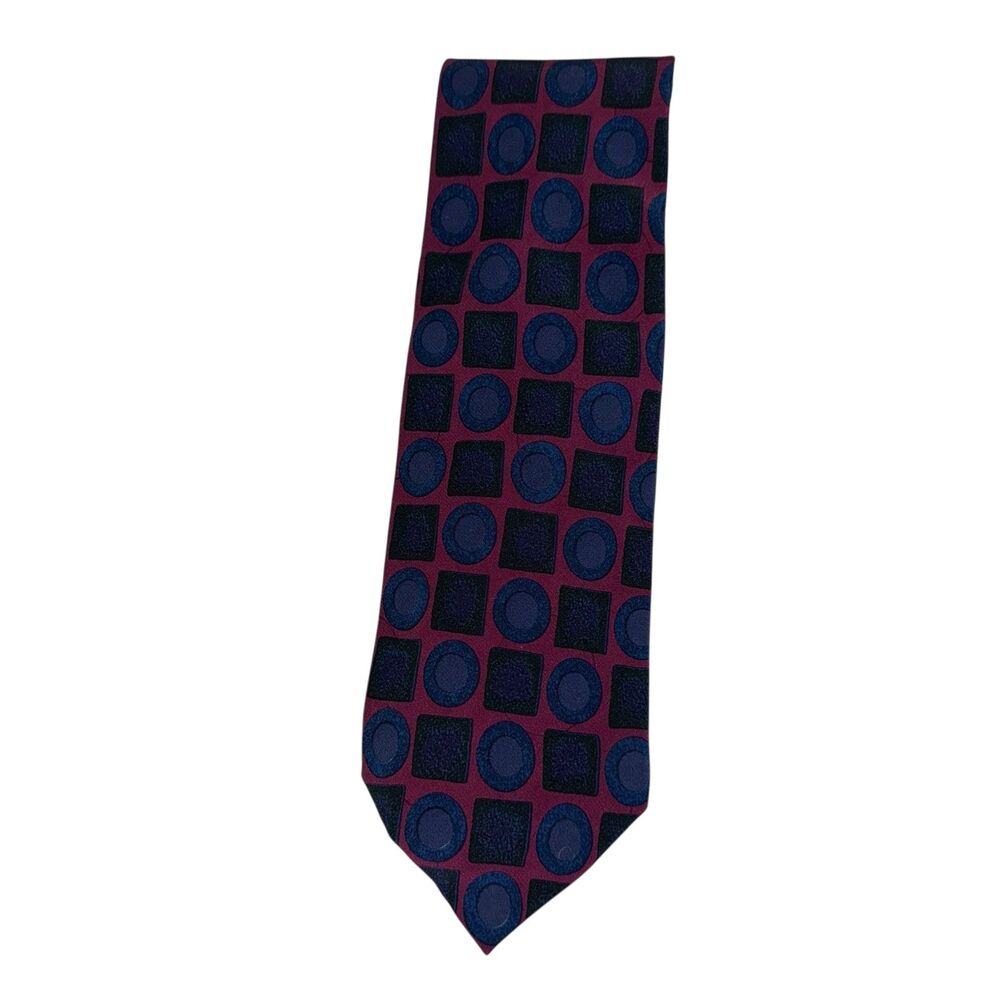 Mallory & Church 100% Silk Tie Purple Blue‎ Geometric Office Business Work